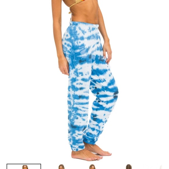 Blue Tie-Dye Lounge Pants and sweatshirt